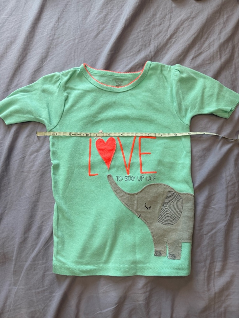 Girls' Mint Green 'LOVE' Elephant Short-Sleeve Tee
